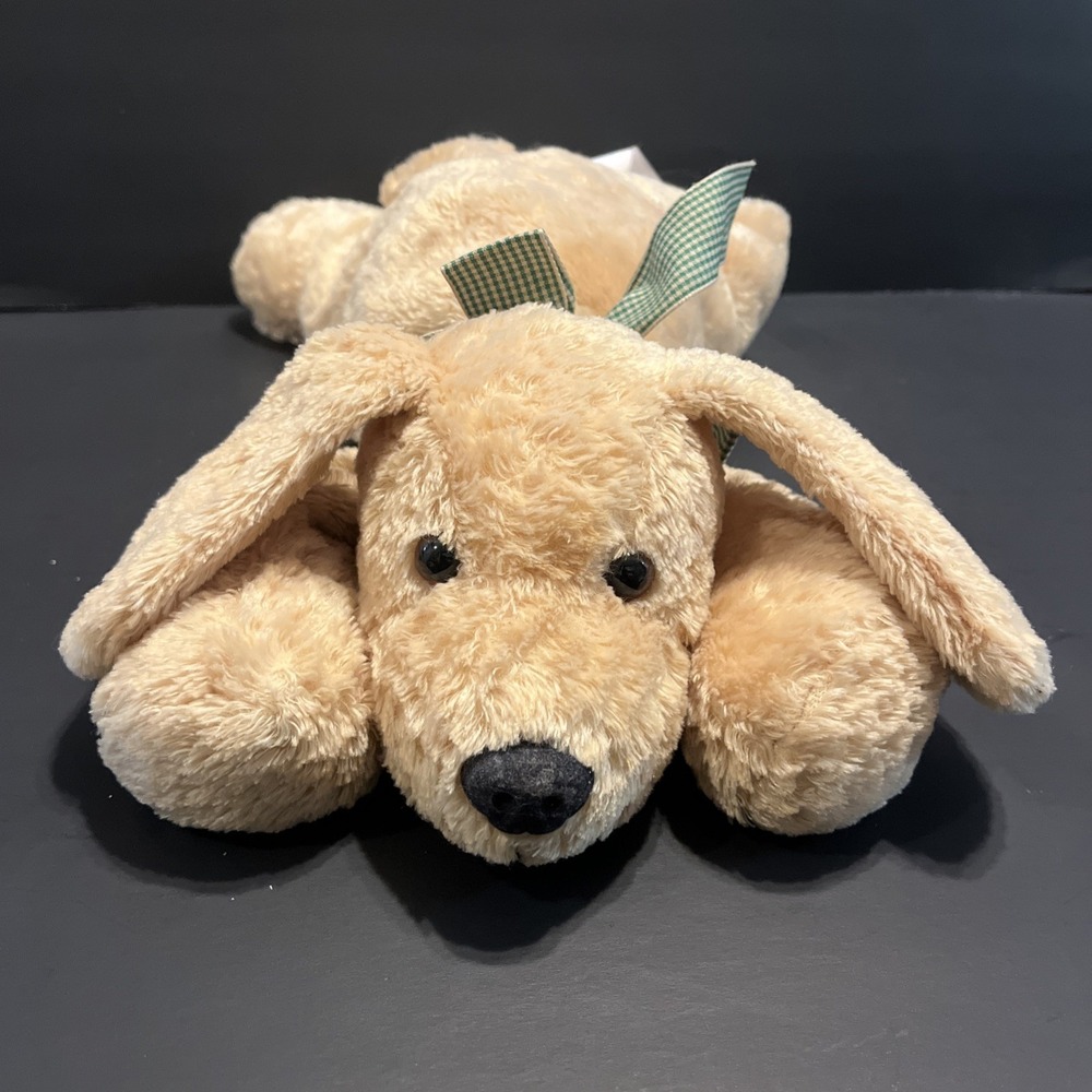 Vtg 1999 Mary Meyer Plush Flip Flops Yellow Lab Golden Retriever Puppy Green Bow